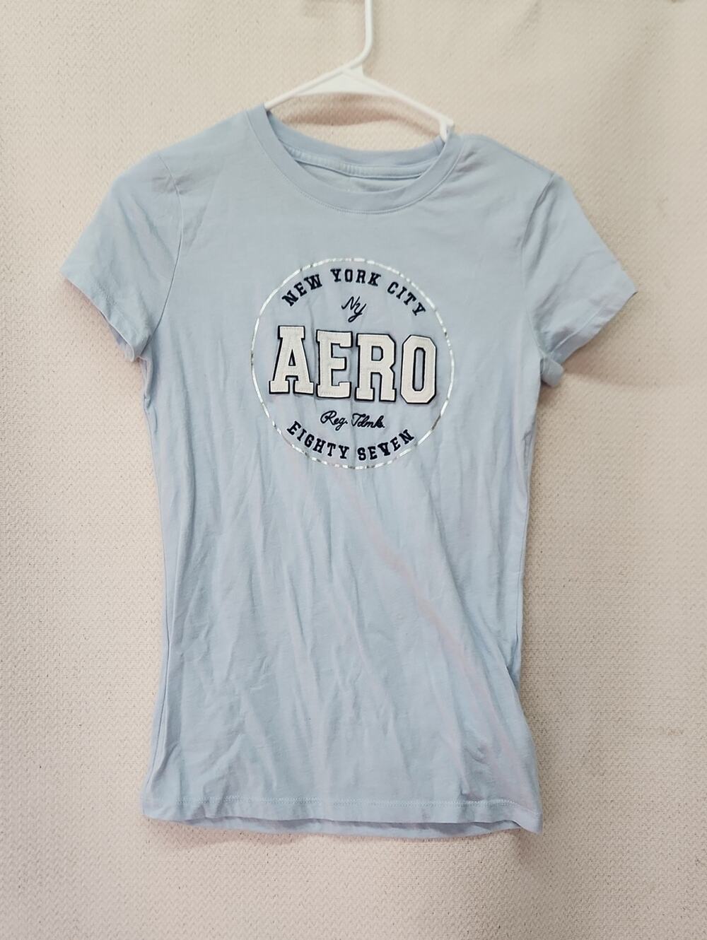 Aeropostale Light Blue Classic Crew Graphic Tee